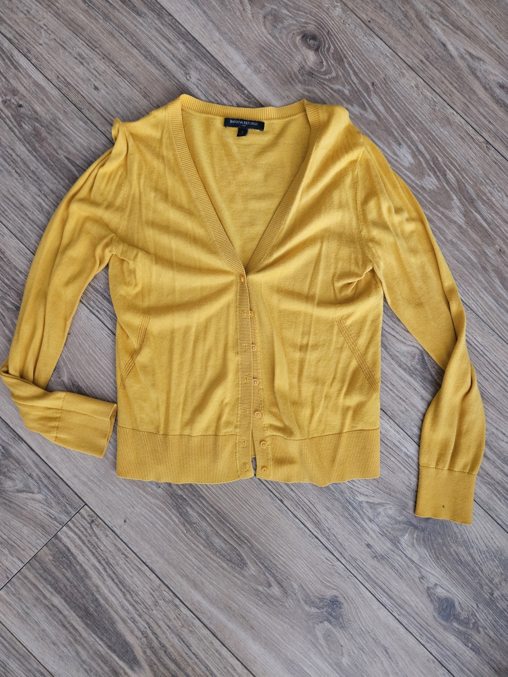 Banana Republic Mustard Yellow V-Neck Button Cardigan